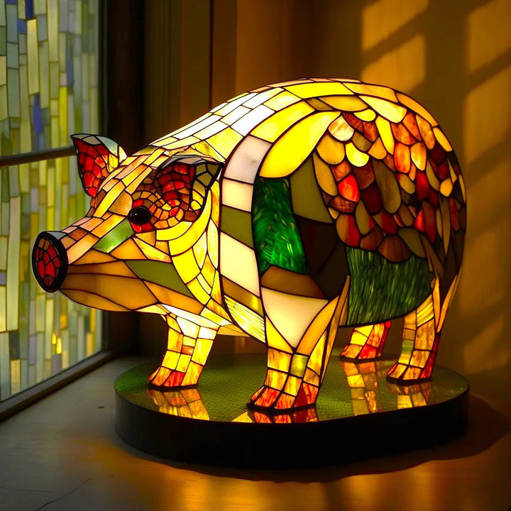 Colourful Animal Night Light – Stained Glass Style Decorative Table Lamp with 20 Animal Designs