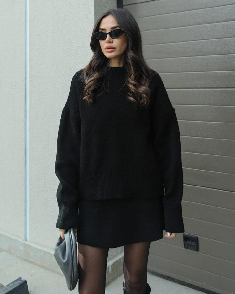 Aisling | Women's Ribbed Knit Jumper and Midi Skirt Set