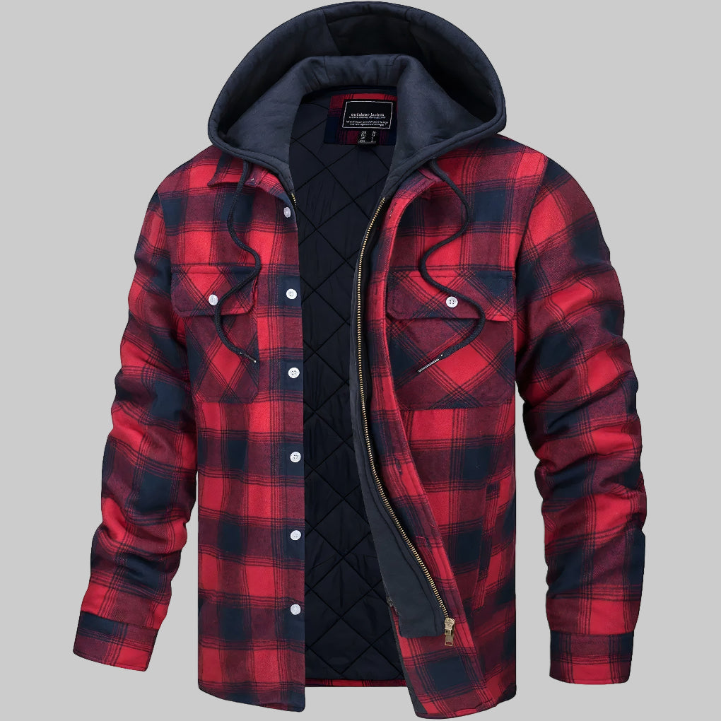 Frank | Men's Quilted Plaid Hooded Shirt Jacket