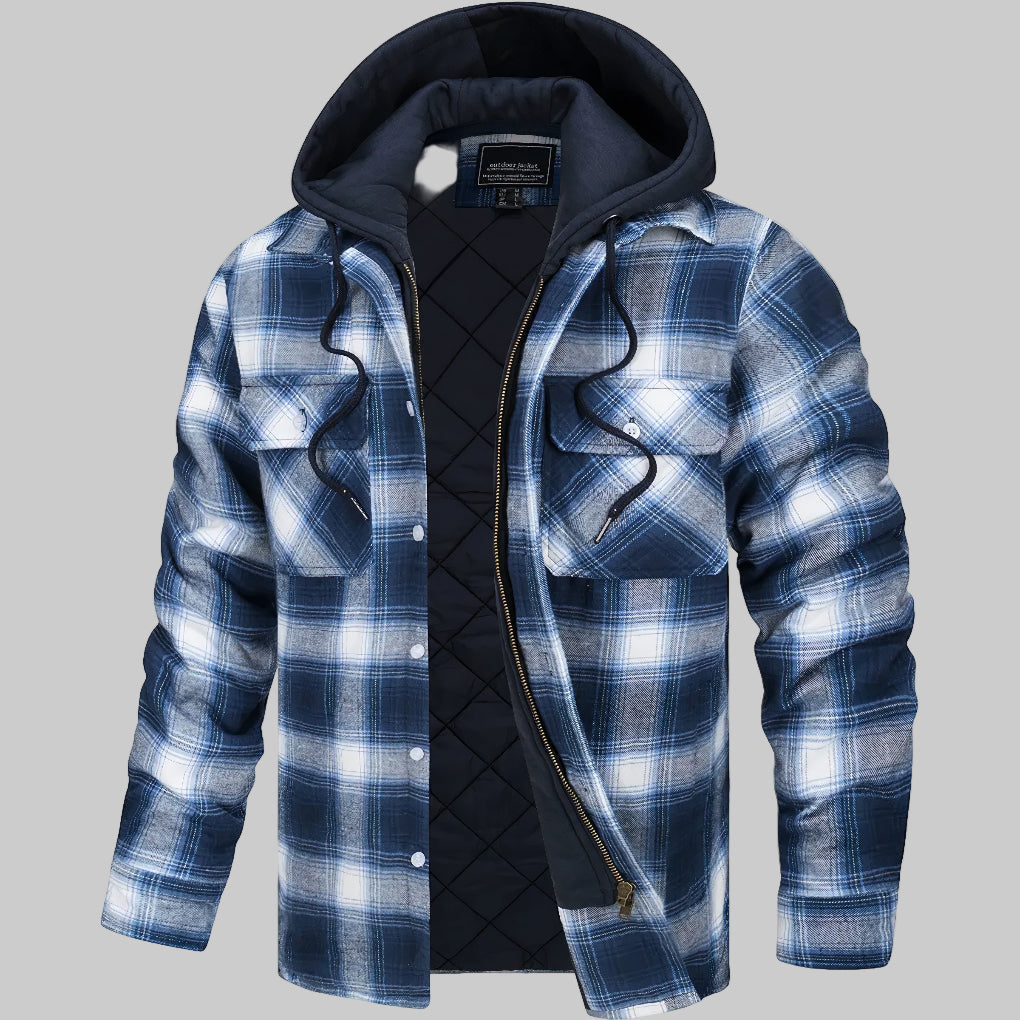 Frank | Men's Quilted Plaid Hooded Shirt Jacket