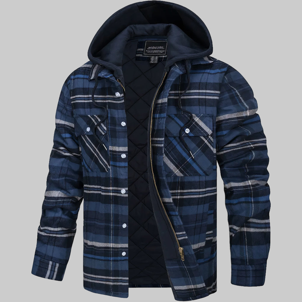Frank | Men's Quilted Plaid Hooded Shirt Jacket
