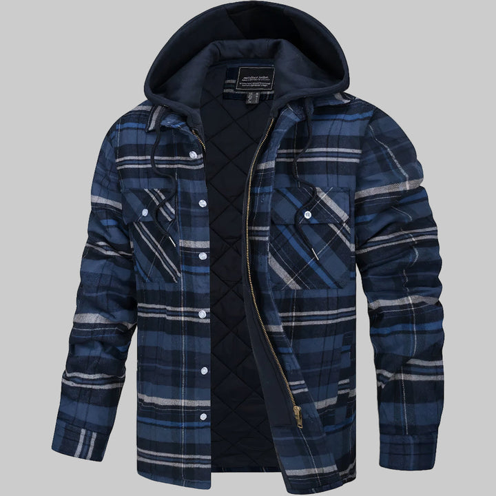 Frank | Men's Quilted Plaid Hooded Shirt Jacket
