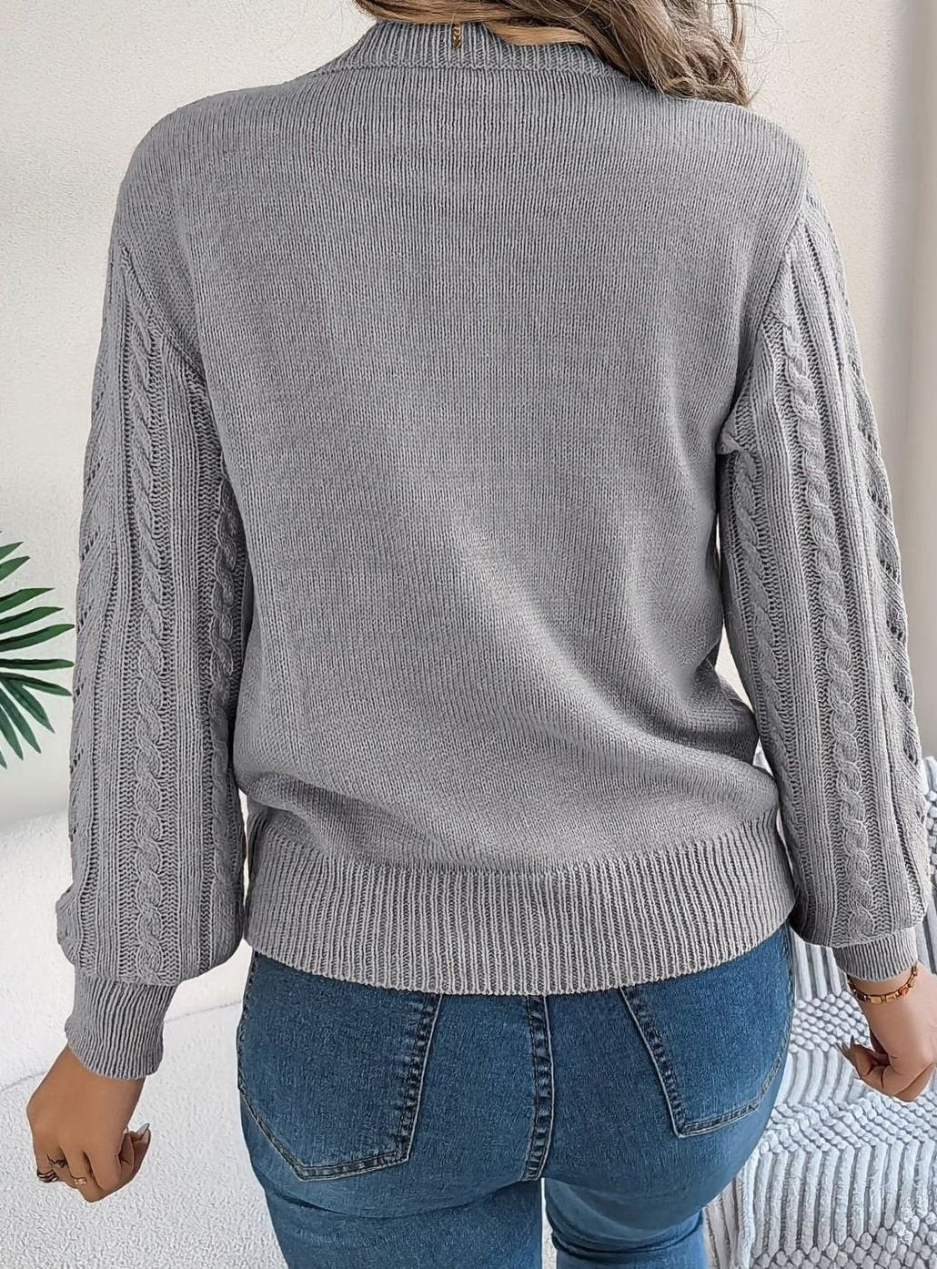 Ismay | Women's Cable Knit Openwork Crew Neck Jumper