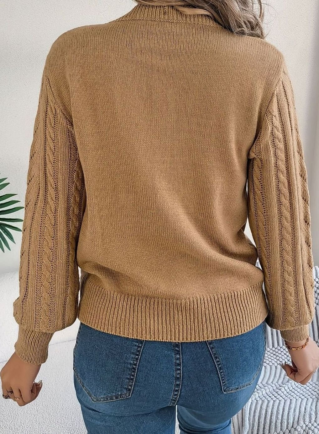 Ismay | Women's Cable Knit Openwork Crew Neck Jumper