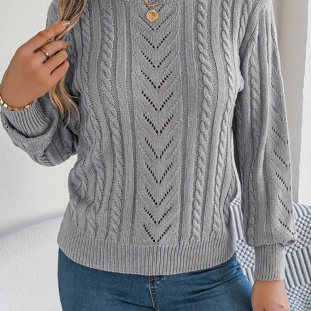 Ismay | Women's Cable Knit Openwork Crew Neck Jumper