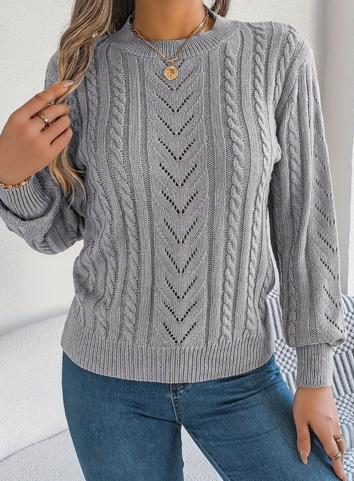 Ismay | Women's Cable Knit Openwork Crew Neck Jumper