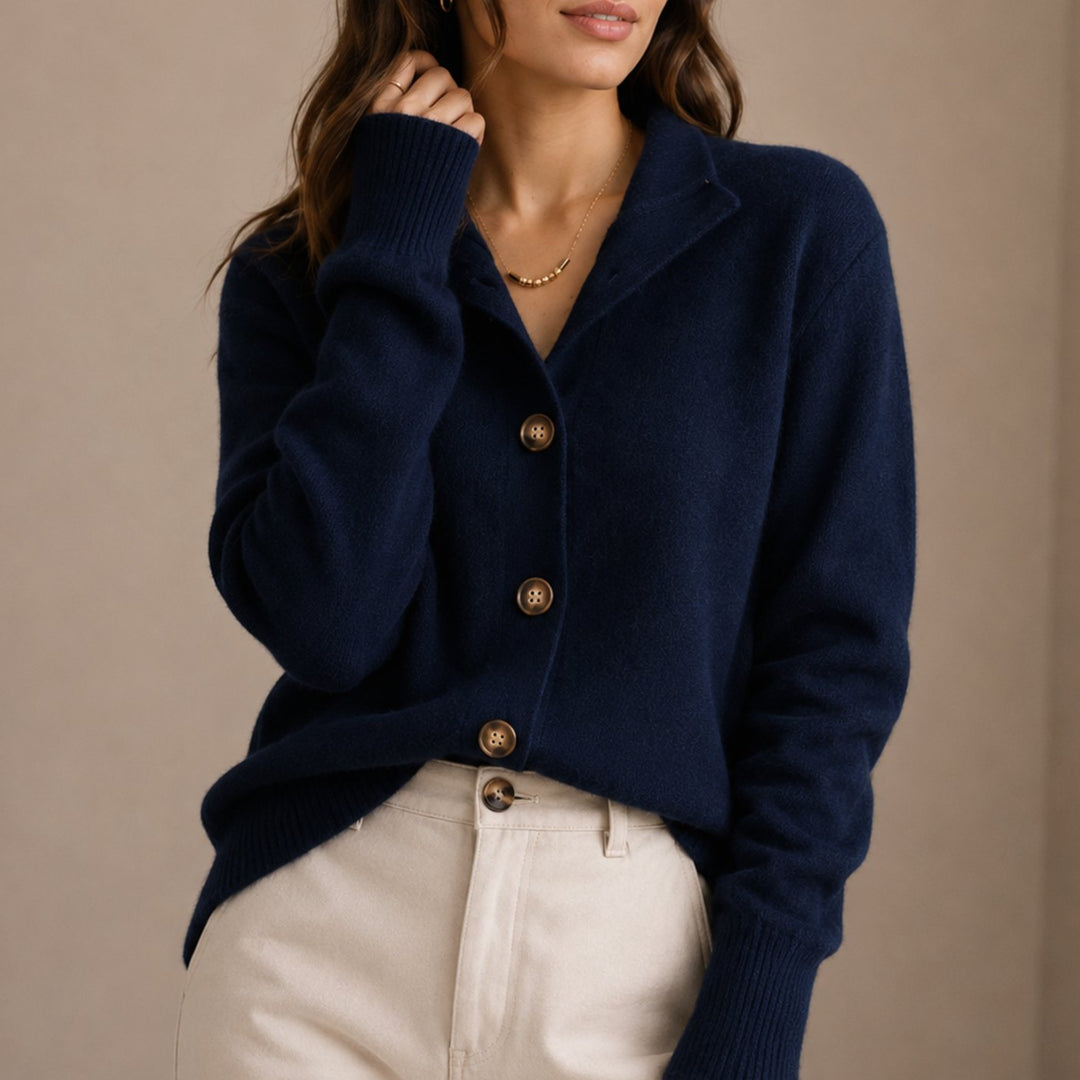 Sybella | Women's Collared Button-Up Relaxed Knit Cardigan