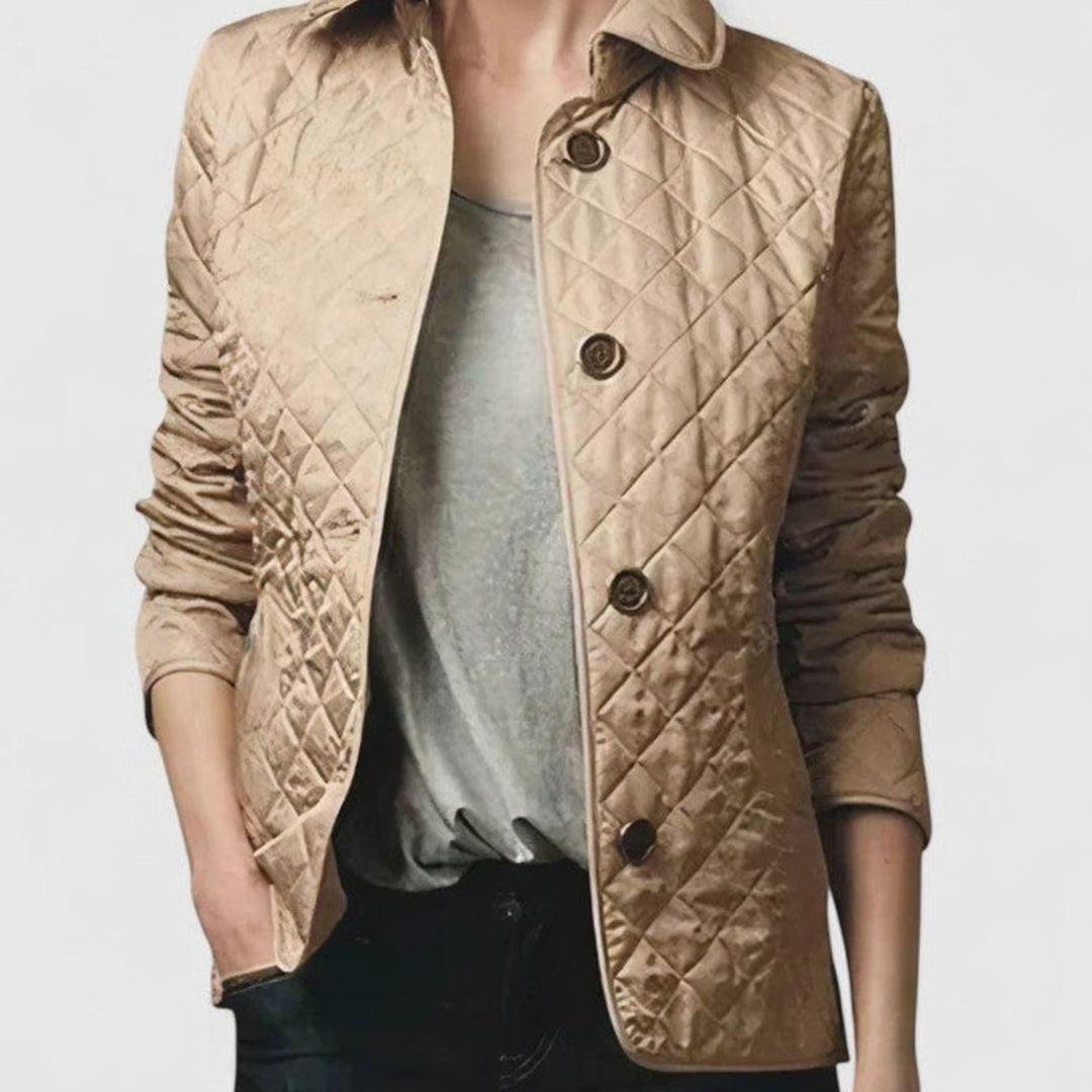 Rhoswen | Women's Tailored Diamond Quilted Button-Up Jacket