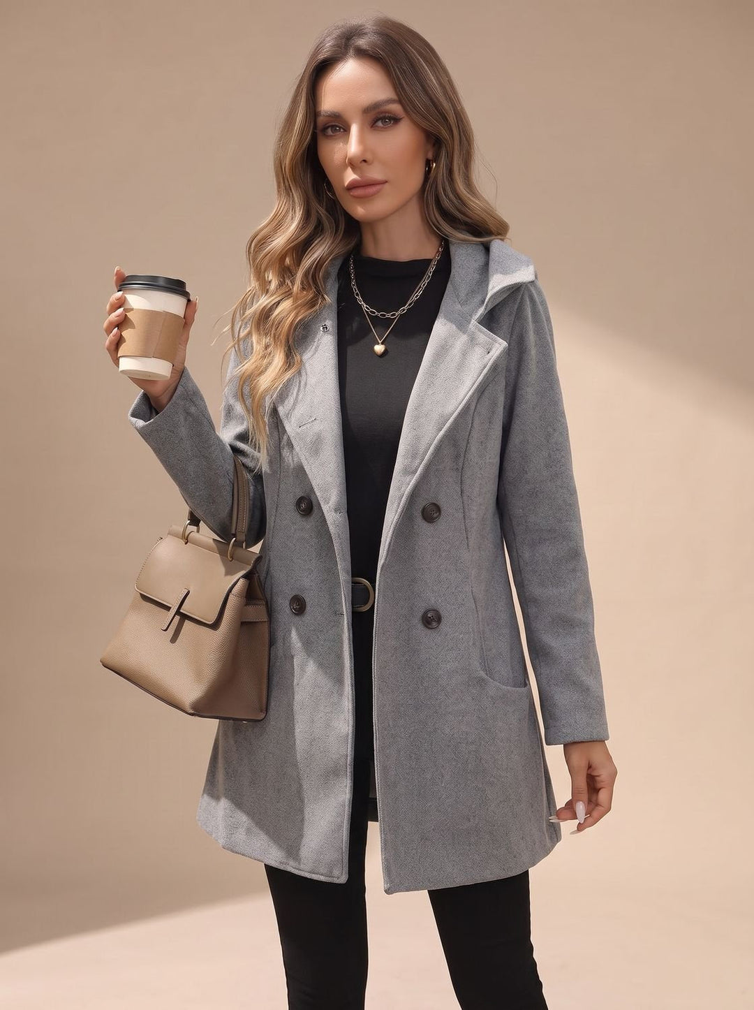 Twyla | Women's Double-Breasted Wool-Blend Coat with Lapels