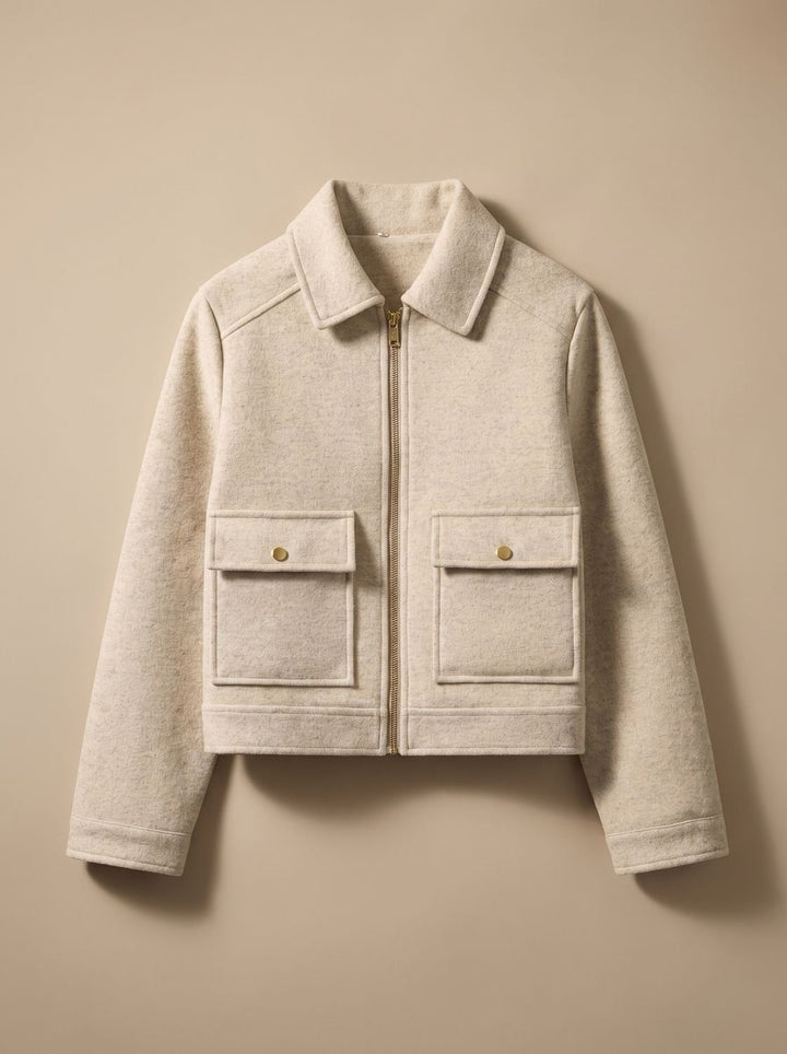 Linnet | Women's Short Wool-Blend Stand Collar Button-Up Coat