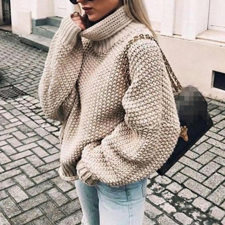 Evelina | Women's Oversized Chunky Knit Roll Neck Balloon Sleeve Jumper