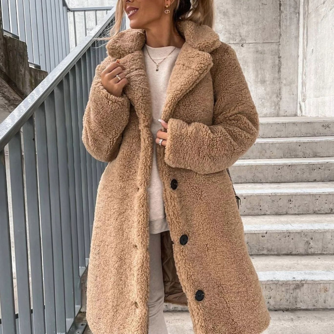 Linnet | Women's Oversized Long Teddy Fleece Button-Up Coat