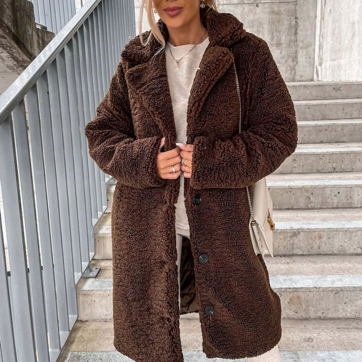 Linnet | Women's Oversized Long Teddy Fleece Button-Up Coat