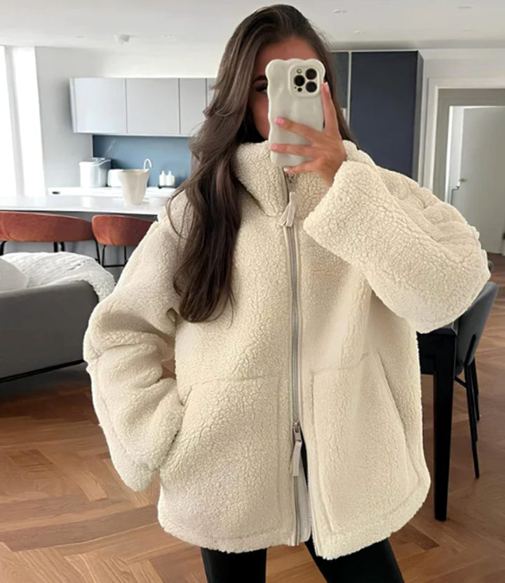 Elvira | Women's Relaxed Fit Teddy Fleece Zip-Up Jacket