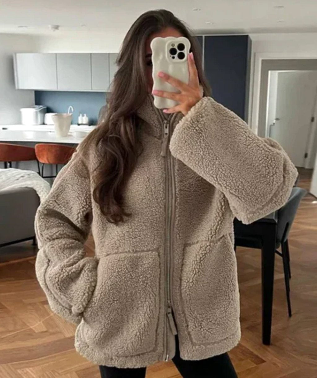 Elvira | Women's Relaxed Fit Teddy Fleece Zip-Up Jacket