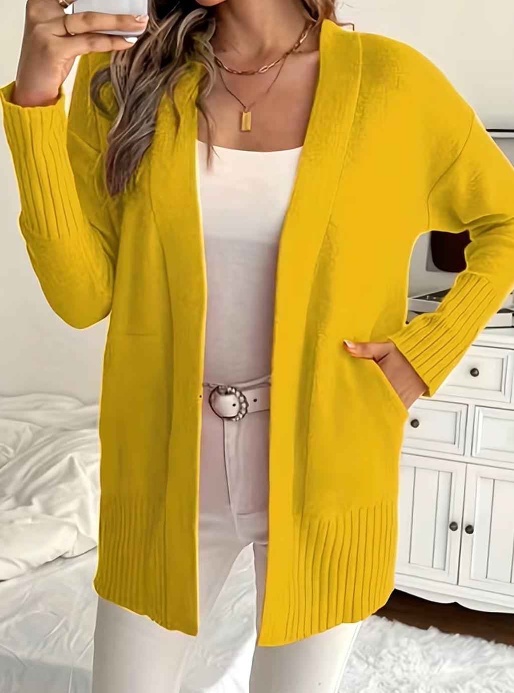Liora | Women's Relaxed Open-Front Longline Knit Cardigan