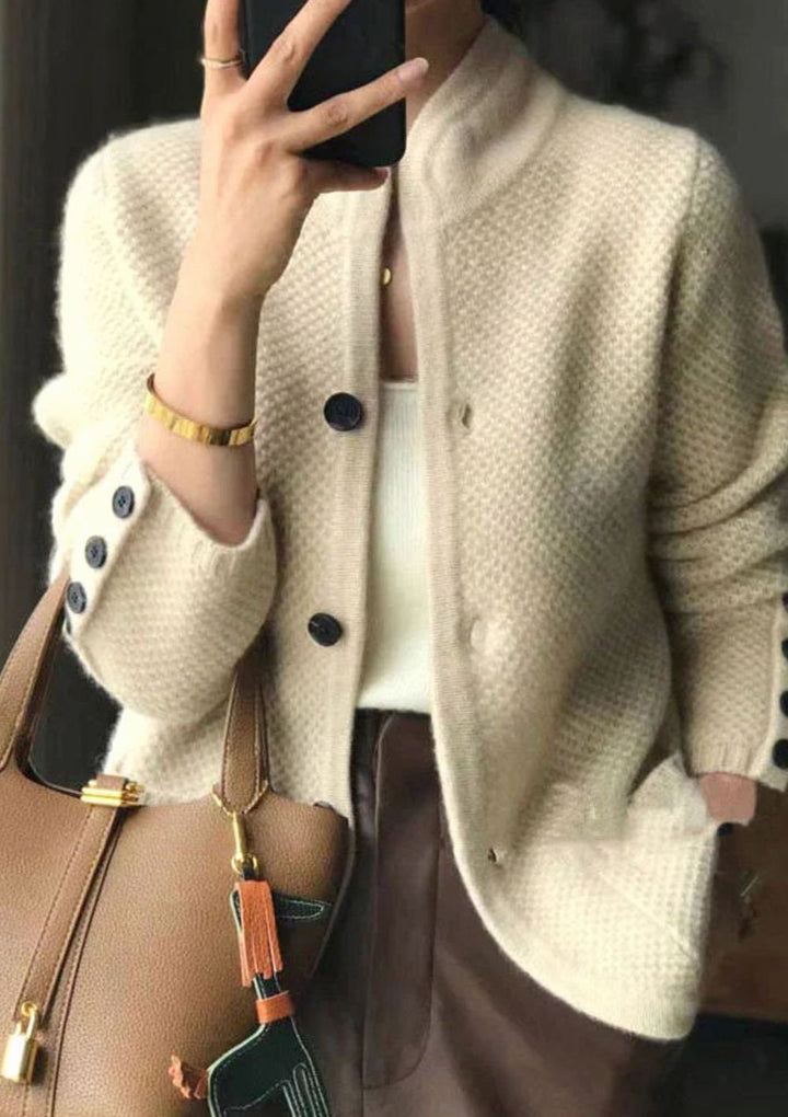Kerith | Women's Slim Fit Stand Collar Button-Up Knit Cardigan