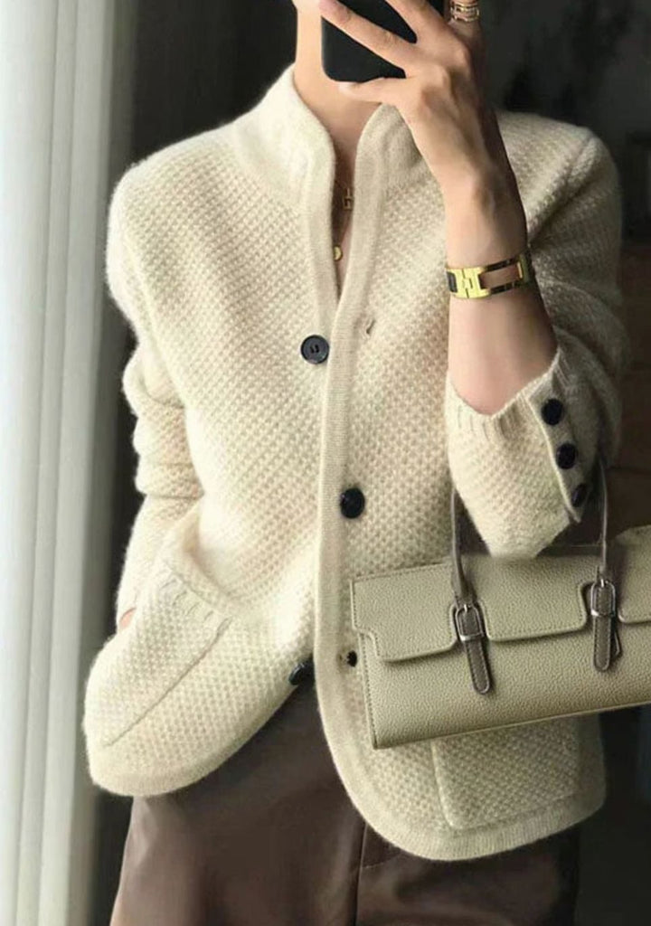 Kerith | Women's Slim Fit Stand Collar Button-Up Knit Cardigan