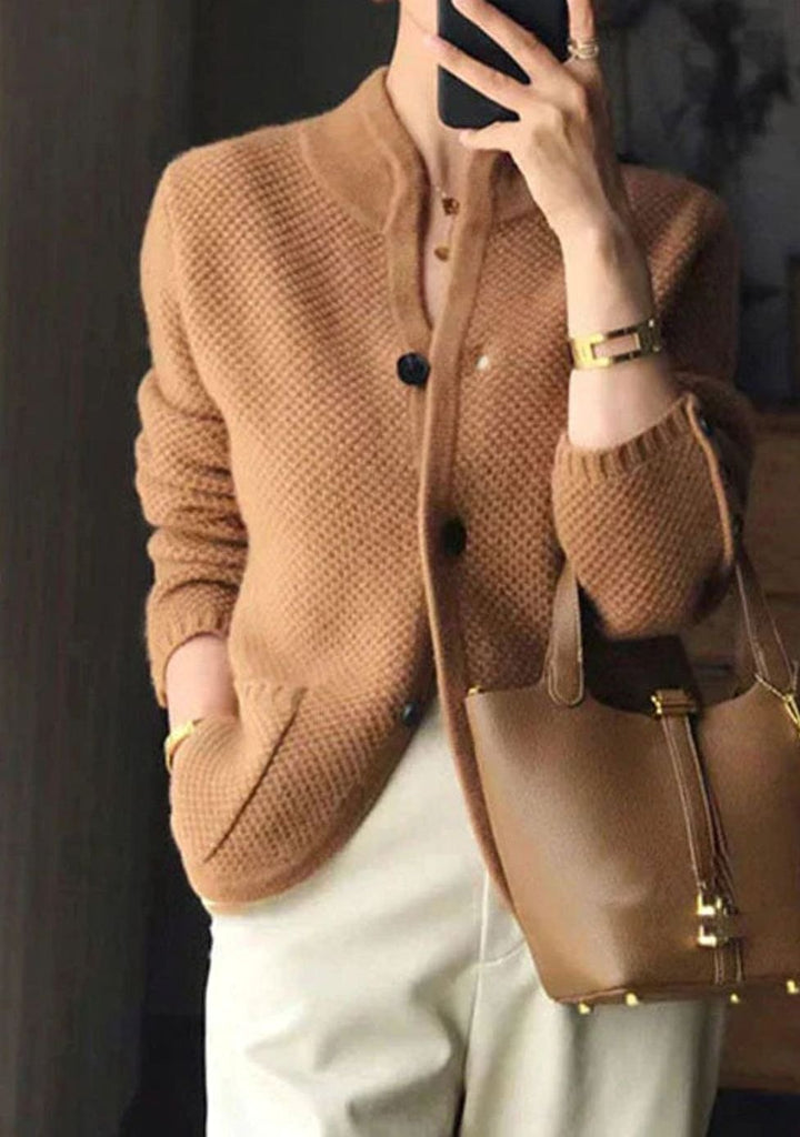 Kerith | Women's Slim Fit Stand Collar Button-Up Knit Cardigan
