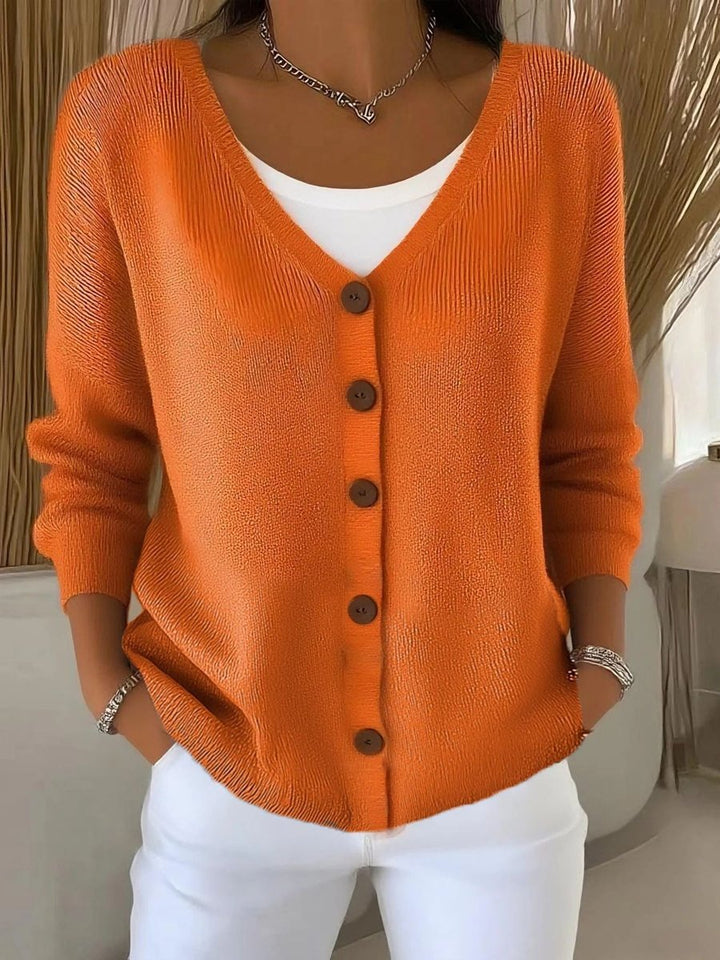 Petunia | Women's V-Neck Button Front Knit Cardigan