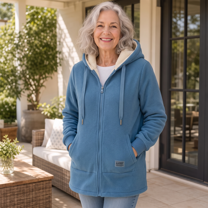 Eirian | Women's Sherpa-Lined Hooded Full-Zip Fleece Jacket