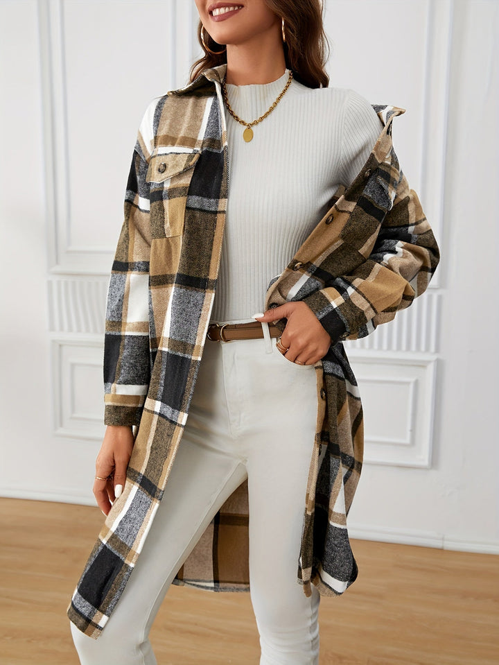 Astrid | Women's Longline Checked Oversized Winter Coat
