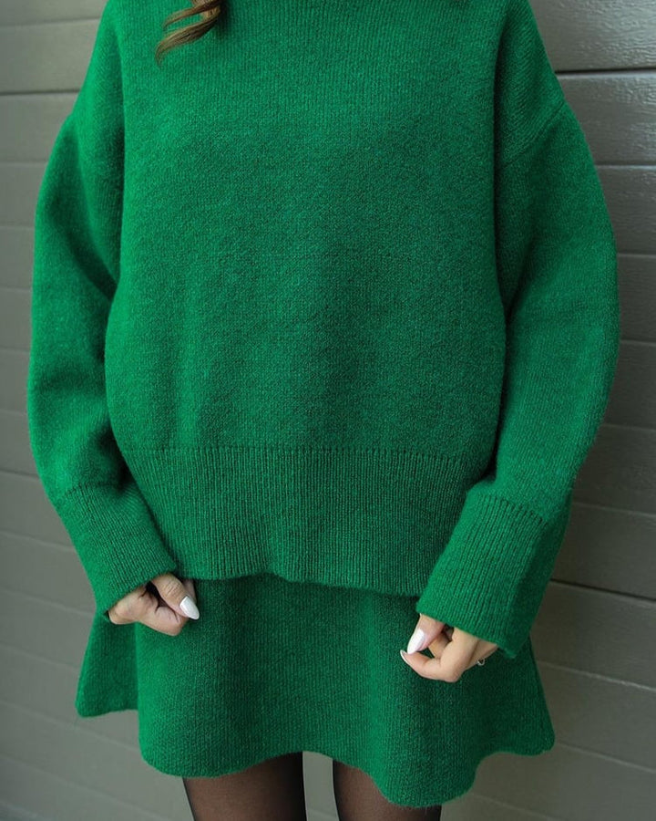 Aisling | Women's Ribbed Knit Jumper and Midi Skirt Set