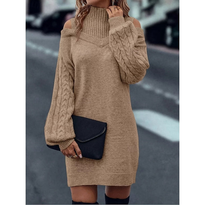 Melody | Women's Cold-Shoulder Roll Neck Jumper Dress