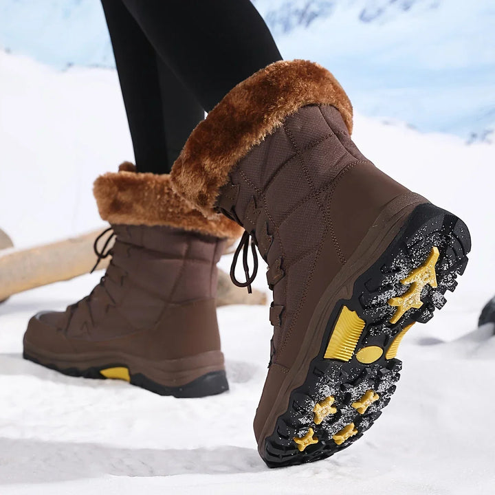 Ines | Women's Waterproof Faux Fur Lined Lace-Up Snow Boots