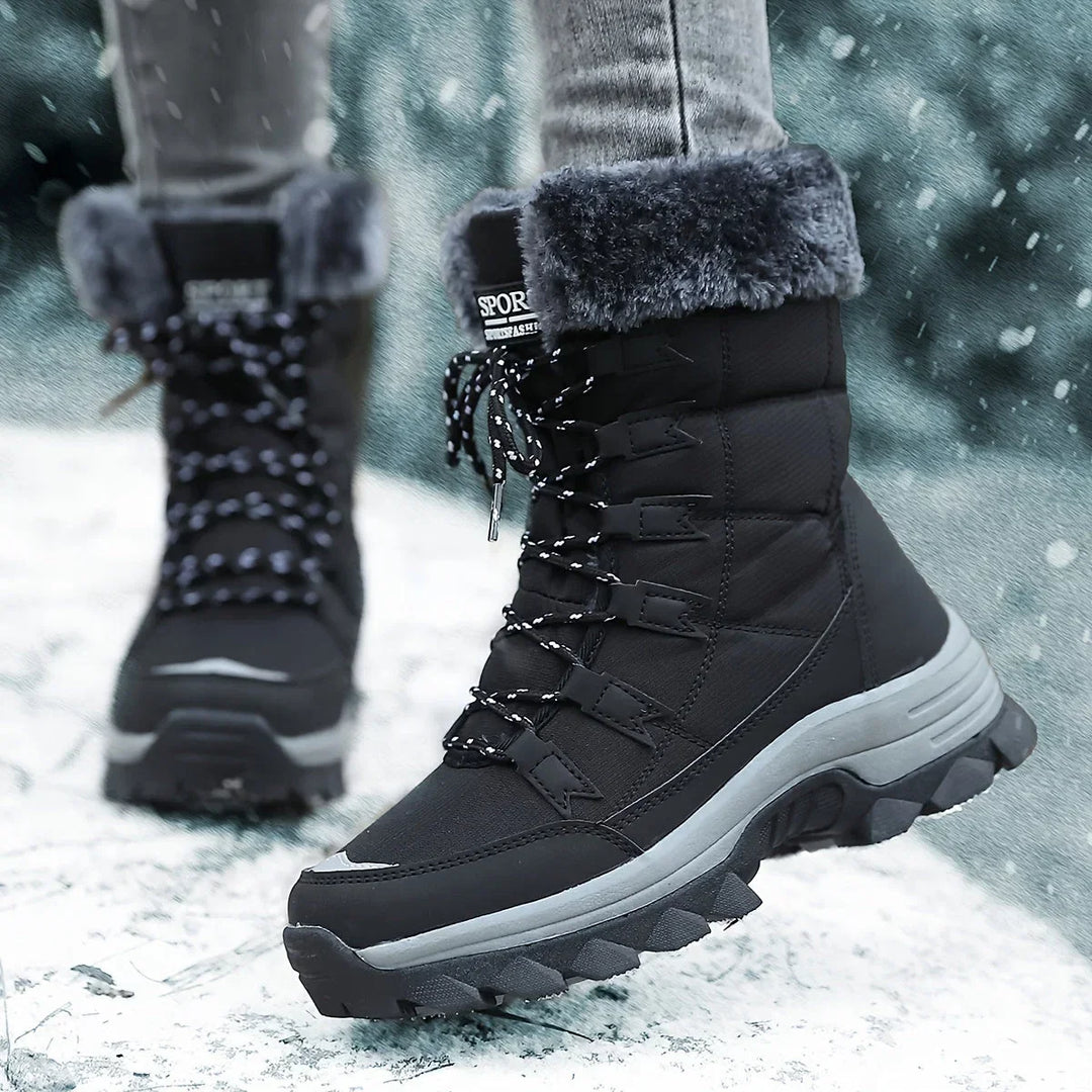 Ines | Women's Waterproof Faux Fur Lined Lace-Up Snow Boots